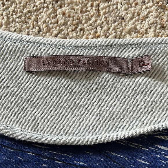 Espaco Fashion Blue/Gray Short Sleeve Abstract Crop Top Shirt **Size P** 🌺🌺 - Picture 4 of 5